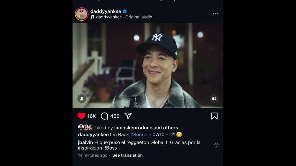 Con este publicación Yankee anunció su regreso/IG: @@daddyyankee