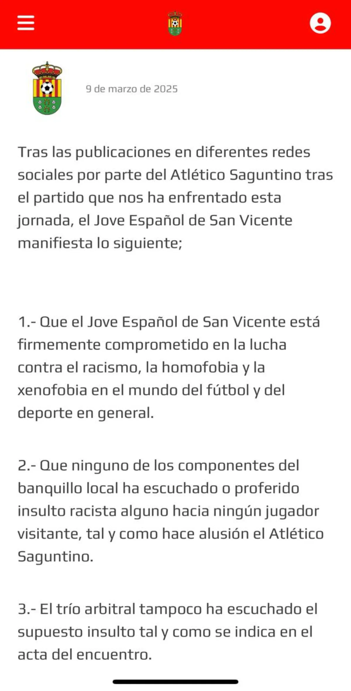 Comunicado Jove San Vicente | @jovesanvicente