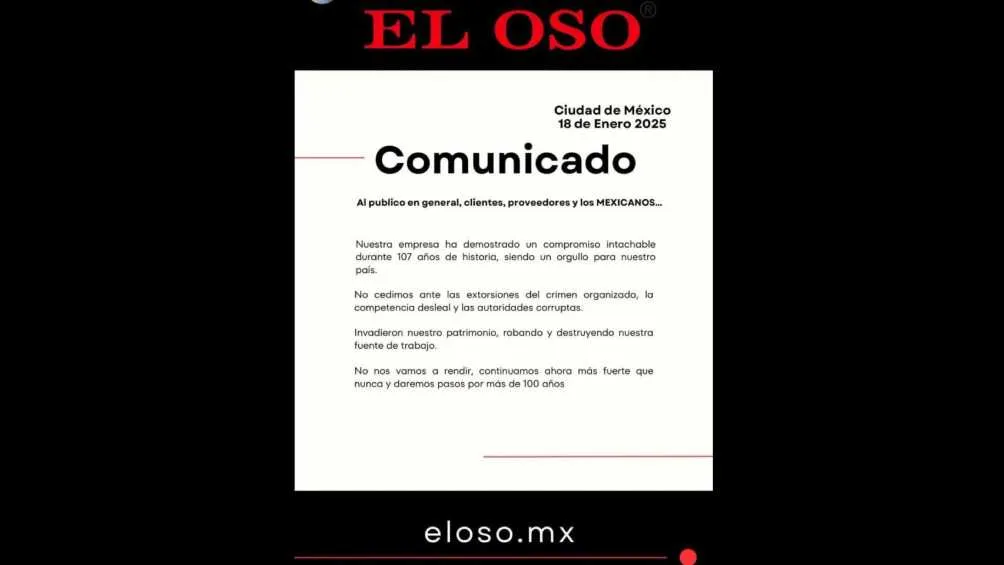 Este fue el comunicado que emitió 'El Oso' tras el desalojo/X