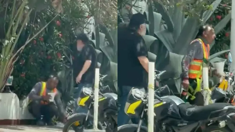 Se hizo viral que un extranjero corrió a obrero que comía en la banqueta/X