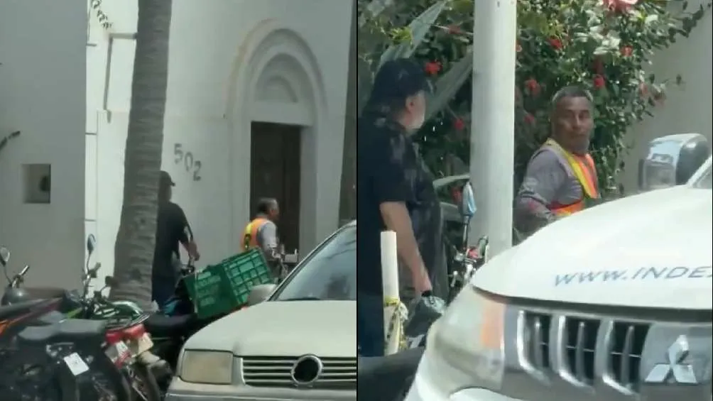 El obrero se marchó apresurado luego de ser intimidado/X: @nacholozano