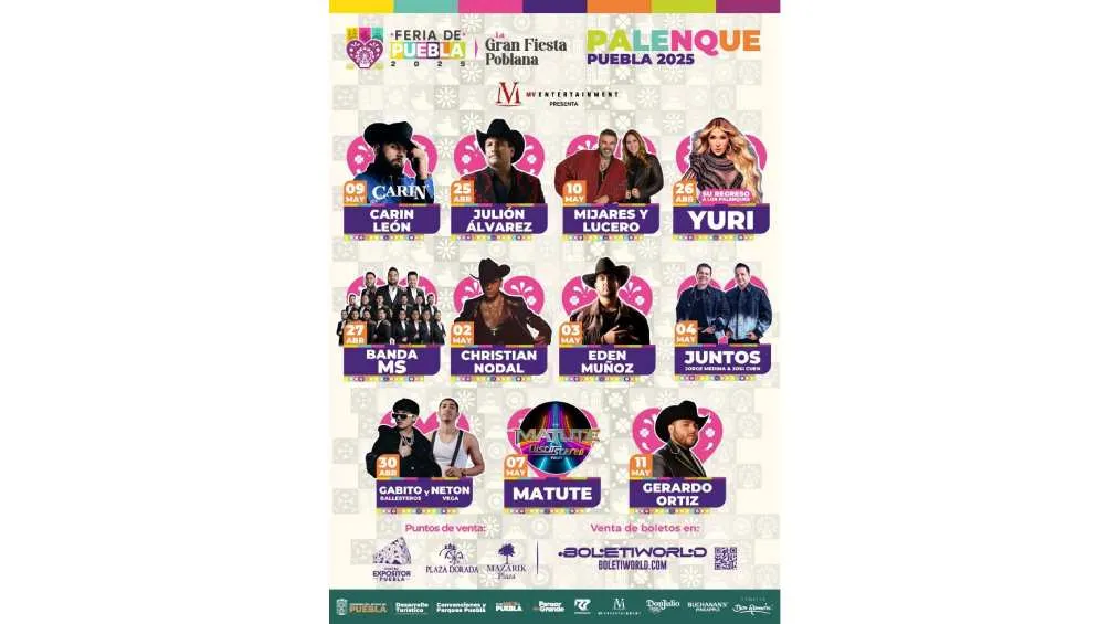 Serán 11 conciertos en el Palenque de Puebla 2025/X
