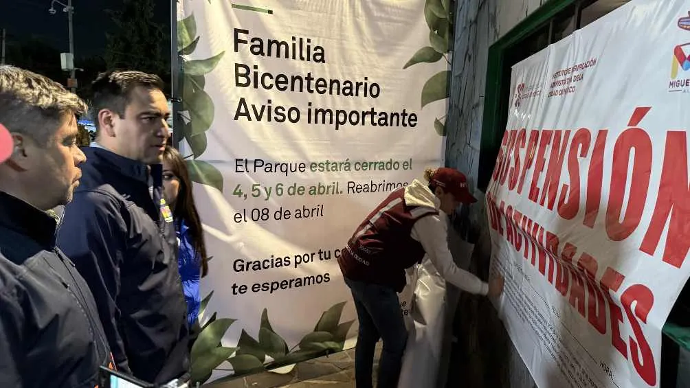 Los sellos de suspensión en el Parque Bicentenario fueron colocados hasta la madrugada del domingo/X