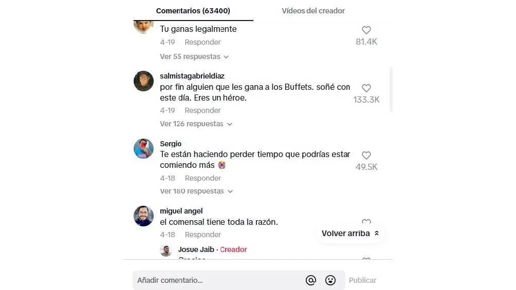 La mayoría de los comentarios fueron en favor del comensal/TikTok