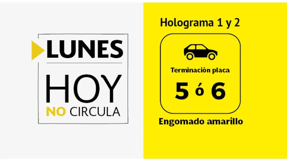Todos los automóviles holograma 1 y 2 terminaciones 5 o 6, no podrán circular/CAMe