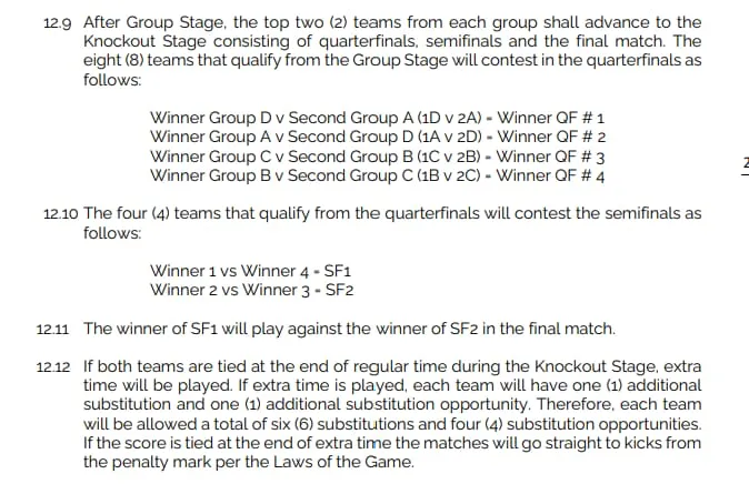 El apartado 12.12 dice que se tienen que jugar tiempos extra | CAPTURA DE PANTALLA