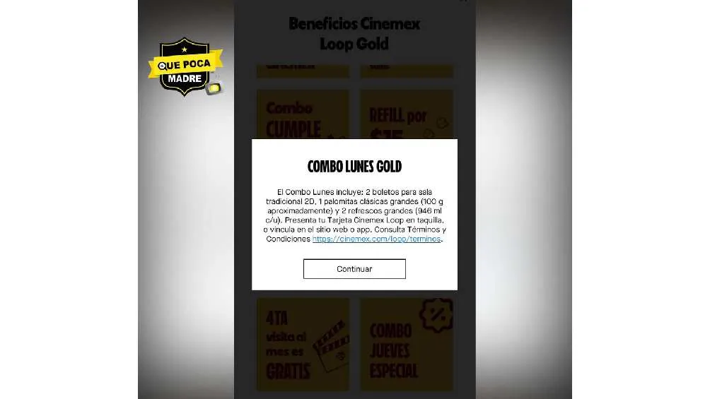 El problema fue porque quería boletos IMAX en su combo lunes/X