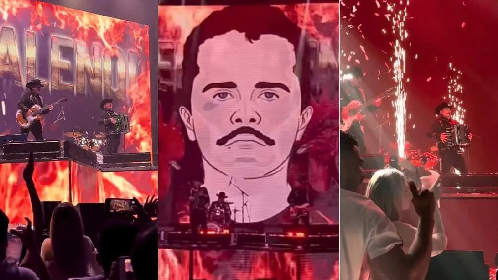 Los Alegres del Barranco proyectaron imágenes del &quot;Mencho&quot; en un concierto/X