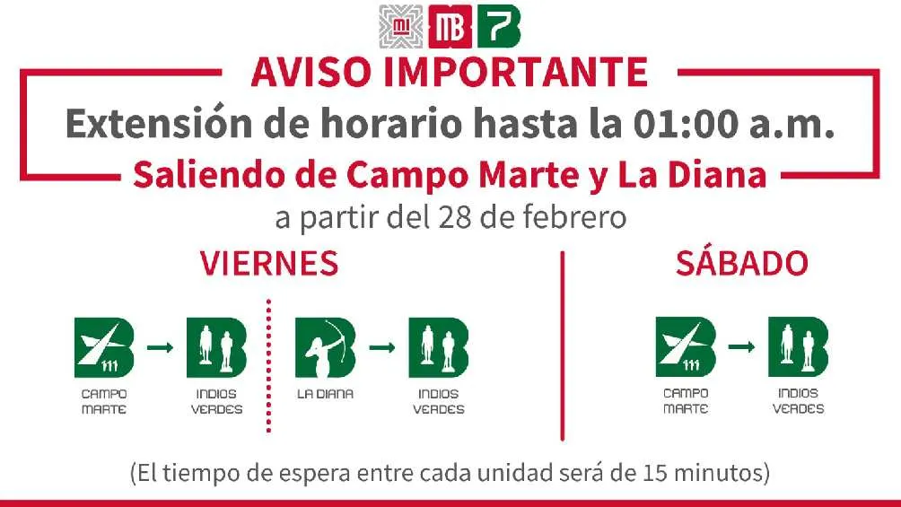 Ahora la Línea 7 cerrará a la 01:00 AM en dirección a Indios Verdes/Metrobús