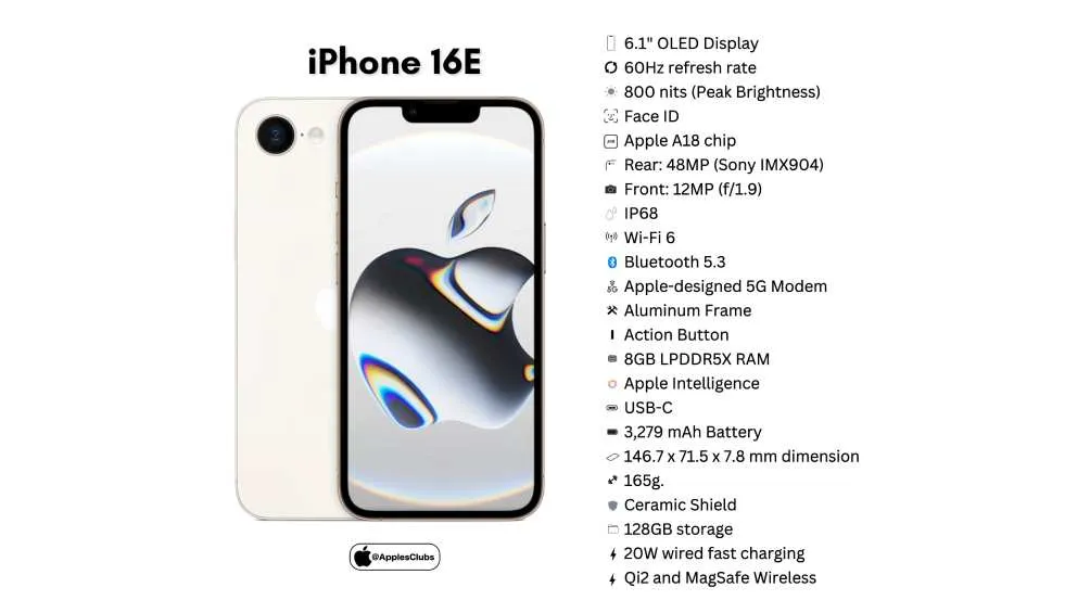 Estas son algunas características del nuevo iPhone 16e/Apple