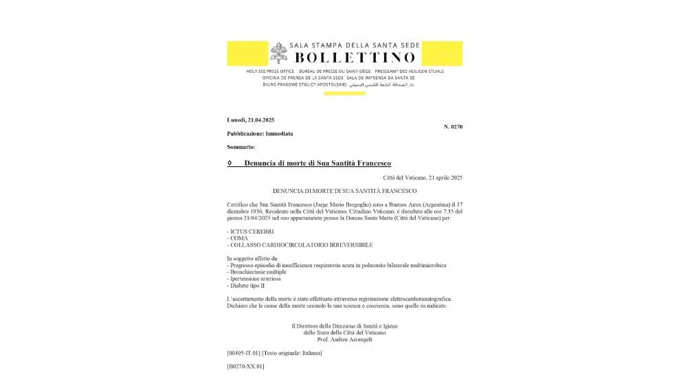 Este fue el comunicado del Vaticano/AP