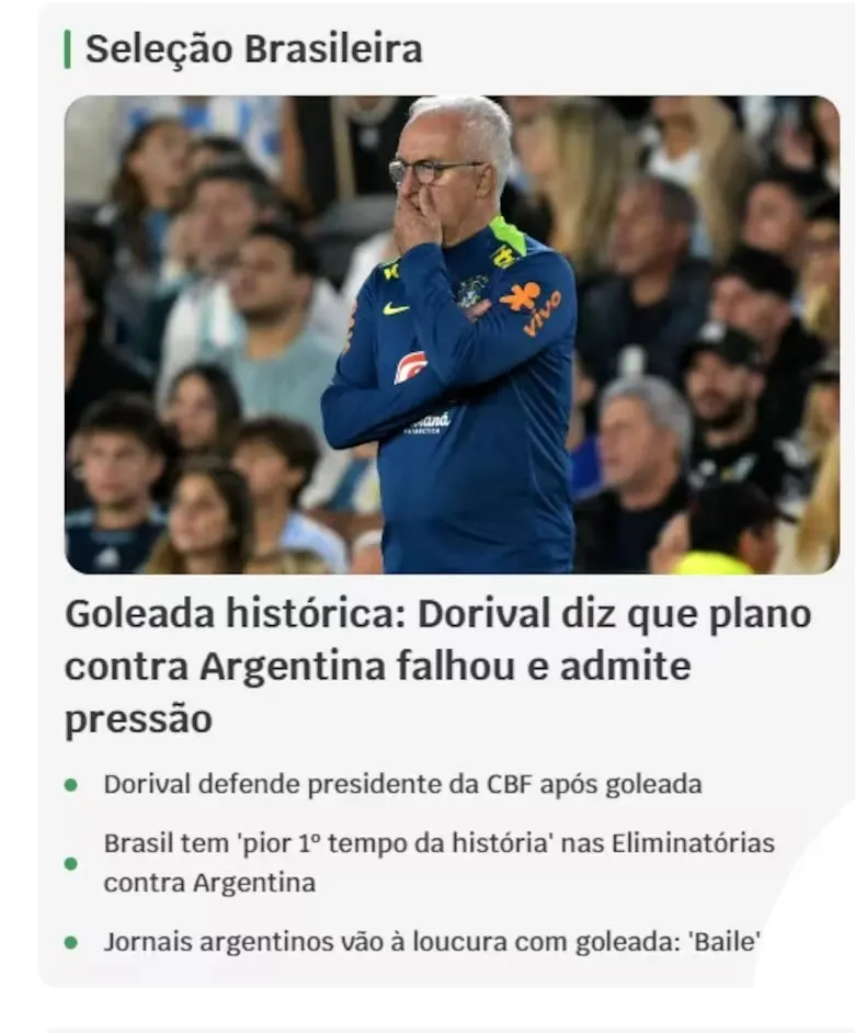 Dorival fue duramente criticado por la prensa