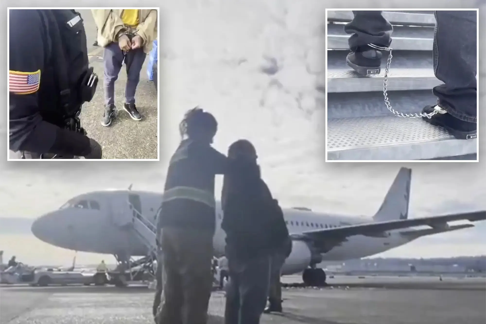 En el video se ve a las personas con cadenas siendo deportadas / The New York Post