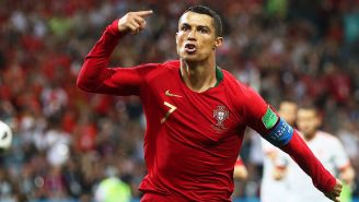 Cristiano celebra gol contra España en Rusia 2018