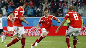 Cheryshev festeja su gol contra Egipto