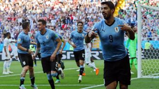 Suárez celebra su gol contra Arabia 
