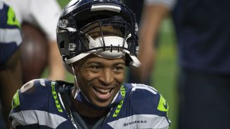 Tyler Lockett en un partido con los Seattle Seahawks