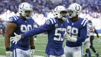 Jugadores de Colts tras una intercepción a Texans