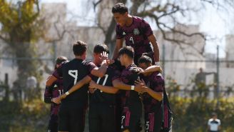 Selección Mexicana Sub 20 festejando gol ante Costa Rica