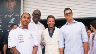 Hamilton junto a Michael Jordan, Beckham y Tom Brady en Miami