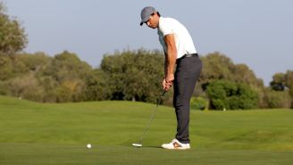 Rafael Nadal en acción durante torneo de golf