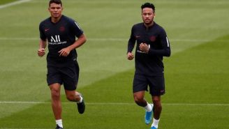 Neymar y Thiago en entrenamiento