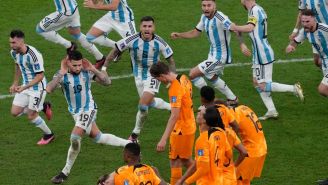 Argentina festejando contra Países Bajos