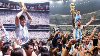 Qatar 2022: Messi calcó la foto de Maradona levantando la Copa del Mundo