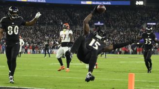 Nelson Agholor celebrando su anotación con los Ravens 