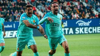 Festejo del equipo de Mallorca en el gol 