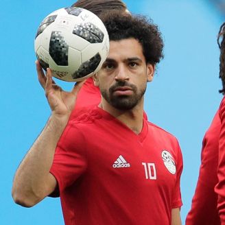 Mohamed Salah en un entrenamiento con Egipto