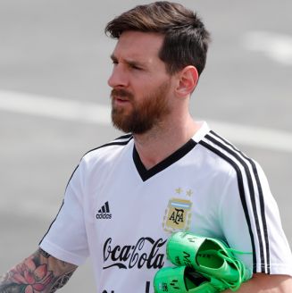 Messi, durante un entrenamiento con Argentina