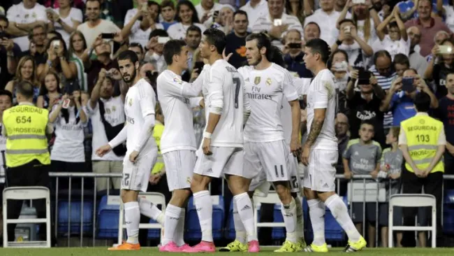 Real Madrid celebra en un juego de Liga