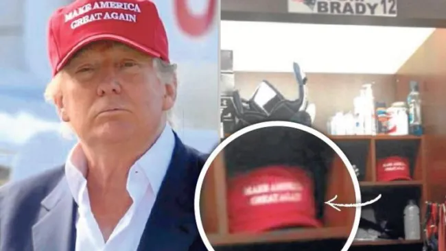 La gorra de Trump en el casillero de Tom Brady