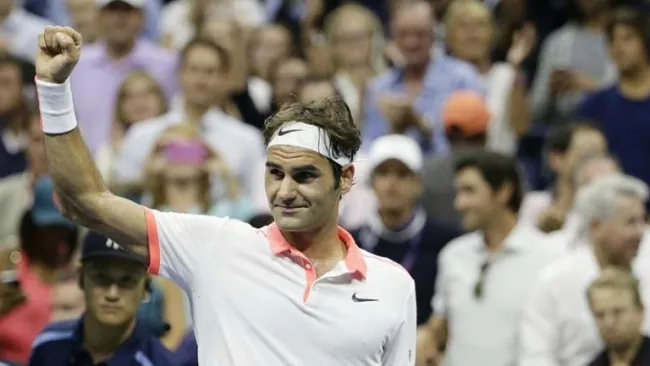 Roger Federer festeja un triunfo en el US Open