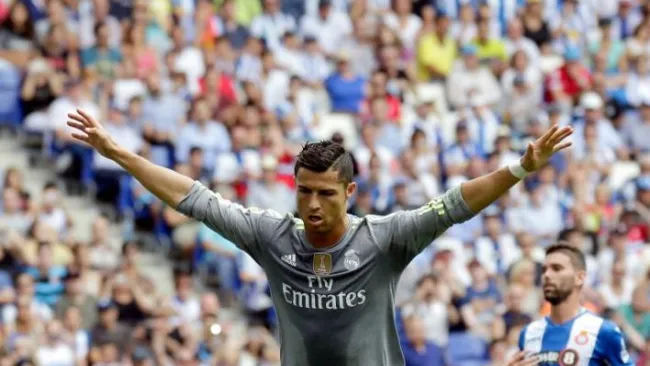 CR7 celebra un gol en un partido del Real Madrid