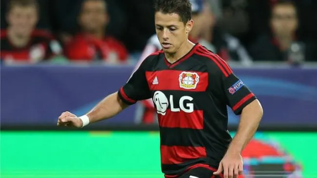 Javier Hernández, en un partido del Bayer Leverkusen