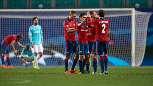 La celebración de uno de los goles del CSKA