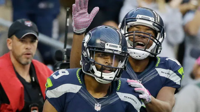 Doug Baldwin celebra el TD de Seattle contra Detroit 