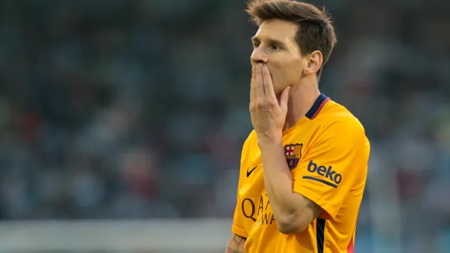 Leo Messi durante un partido con el Barcelona