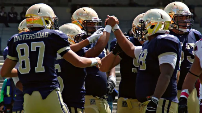 Jugadores de Pumas CU festejan una anotación