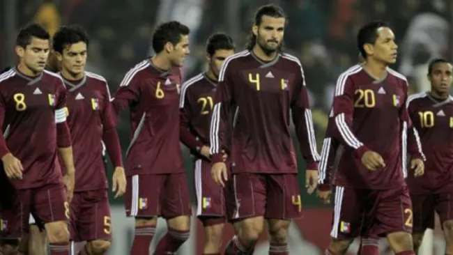 Los jugadores de Venezuela en partido de la selección
