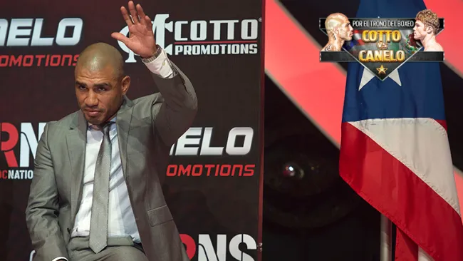 Miguel Cotto en la conferencia de presentación contra el Canelo 