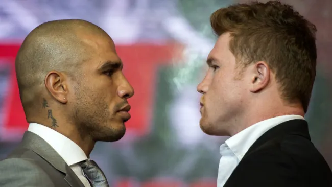 Miguel Cotto y Canelo se encaran en presentación de pelea