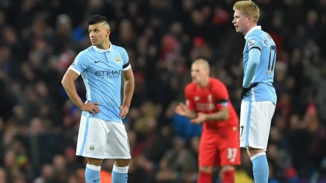 Sergio Agüero en un partido del Manchester City