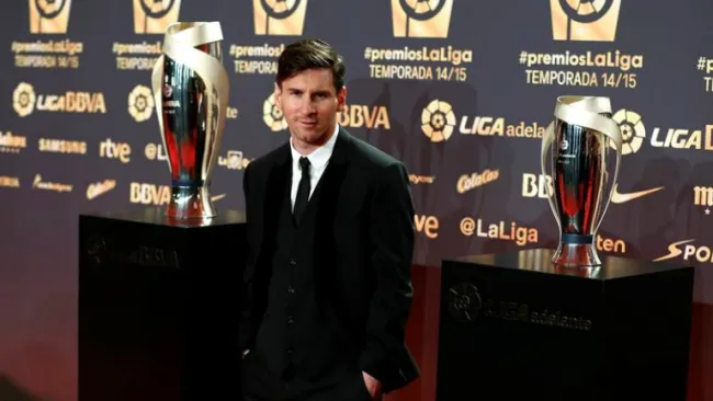 Lionel Messi antes de la ceremonia de entrega de premios