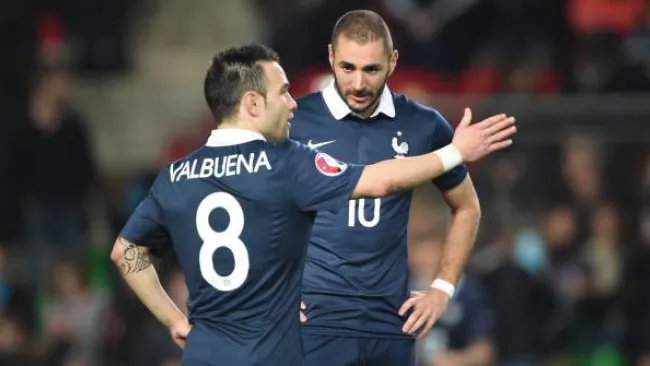 Benzema y Valbuena, en un partido de Francia