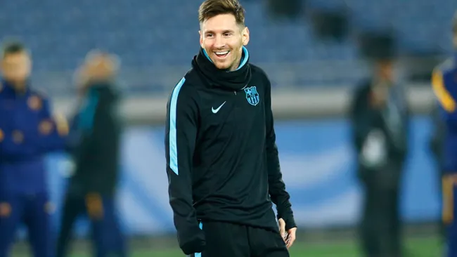 Messi, en un entrenamiento con el Barcelona en Japón