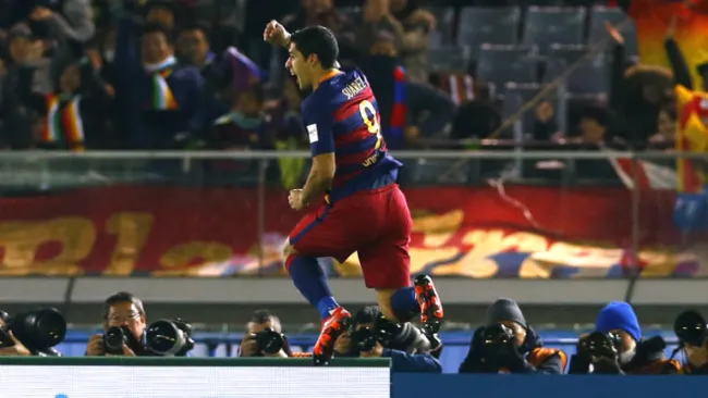 Luis Suárez festeja en el Mundial de Clubes