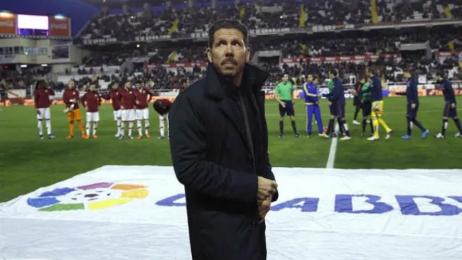 Diego Simeone antes de un partido del Atlético